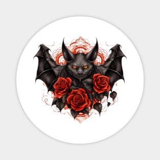 Gotic Roses Bat Magnet